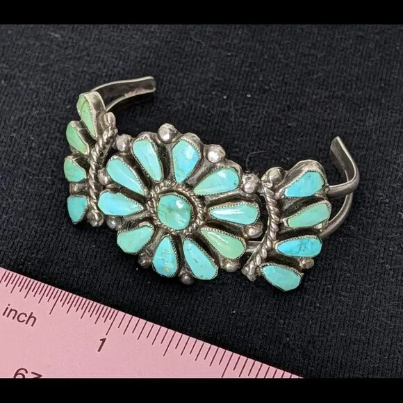 Fantastic Estate NAVAJO Native American Turquoise Sterling Silver Bracelet - Picture 1 of 5